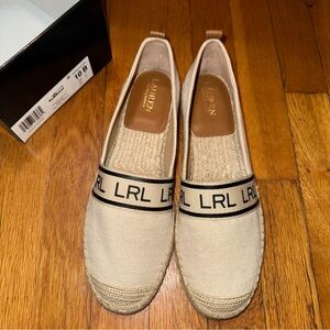 Lauren Ralph Lauren Cream Espadrilles with Logo Accent